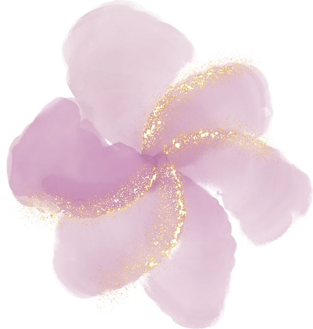 Water Color Flower Gold Glitter pink